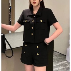 BALMAIN This is perfect 2023SS short sleeve coat + high waist pants 2 piece set up