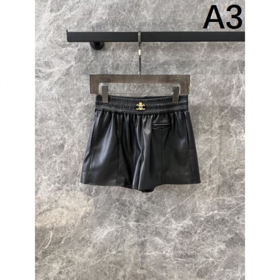 CELINE Leather Pants 2024FW Great value for this season